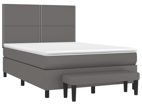 Krevet s oprugama i madracem sivi 140x190 cm od umjetne kože - Siva / 140 x 190 cm