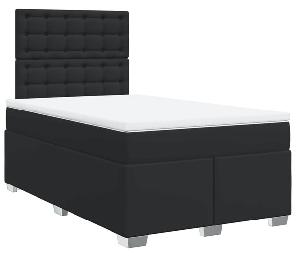 Krevet s oprugama i madracem crni 120 x 200 cm od umjetne kože - Crna / 120 x 200 cm