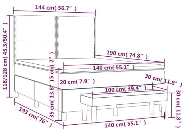 Krevet s oprugama i madracem sivi 140x190 cm od umjetne kože - Siva / 140 x 190 cm