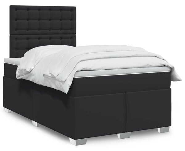 Krevet s oprugama i madracem crni 120 x 200 cm od umjetne kože - Crna / 120 x 200 cm