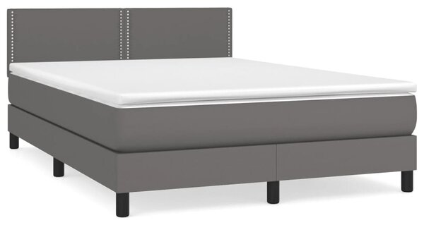 Krevet s oprugama i madracem sivi 140x190 cm od umjetne kože - Siva / 140 x 190 cm