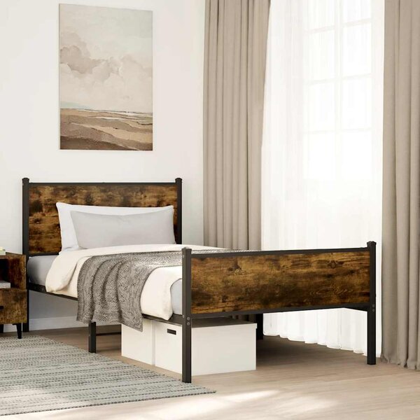 Metalni okvir kreveta bez madraca boja hrasta 107x203 cm - Smeđa / 107 x 203 cm