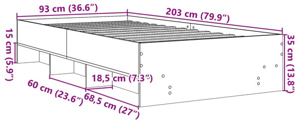 Okvir kreveta bez madraca smeđa boja hrasta 90 x 200 cm drveni - Smeđa / 90 x 200 cm