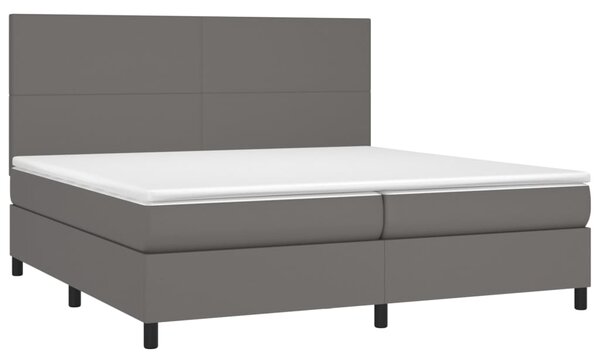 Krevet s oprugama i madracem sivi 200x200 cm od umjetne kože - Siva / 200 x 200 cm
