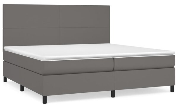 Krevet s oprugama i madracem sivi 200x200 cm od umjetne kože - Siva / 200 x 200 cm