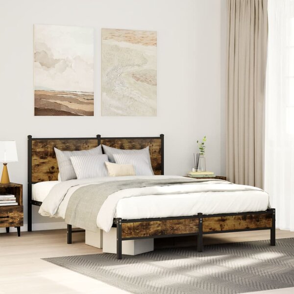 Metalni okvir kreveta bez madraca boja hrasta 150 x 200 cm - Smeđa / 150 x 200 cm