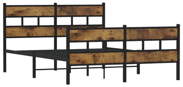 Metalni okvir kreveta bez madraca boja hrasta 150 x 200 cm - Smeđa / 150 x 200 cm