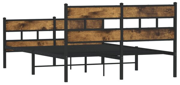 Metalni okvir kreveta bez madraca boja hrasta 150 x 200 cm - Smeđa / 150 x 200 cm