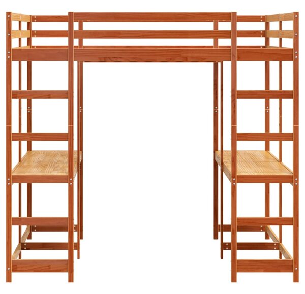 Krevet na kat sa stolom i ljestvama 160x200 cm od borovine - Smeđa / 160 x 200 cm
