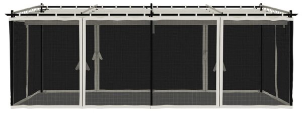 Sjenica s mrežastim zidovima 6 x 3 m krem čelična - Krema / 6 x 3 m