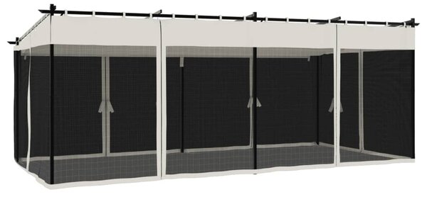 Sjenica s mrežastim zidovima 6 x 3 m krem čelična - Krema / 6 x 3 m