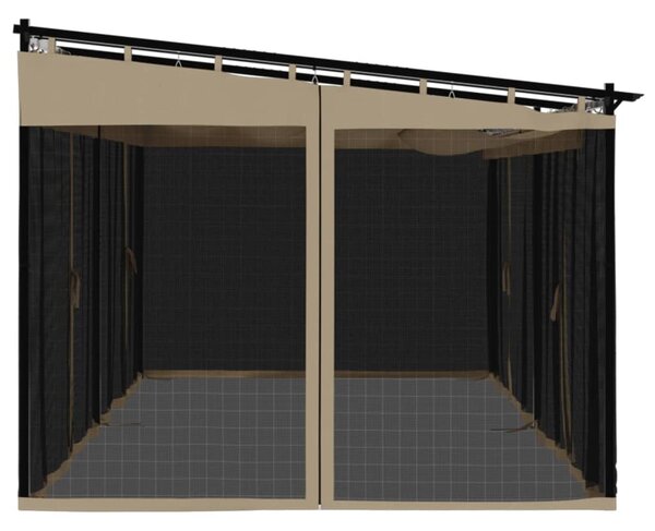 Sjenica s mrežastim smeđesiva 6 x 3 m krem čelična - Tupe / 6 x 3 m