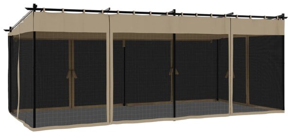 Sjenica s mrežastim smeđesiva 6 x 3 m krem čelična - Tupe / 6 x 3 m