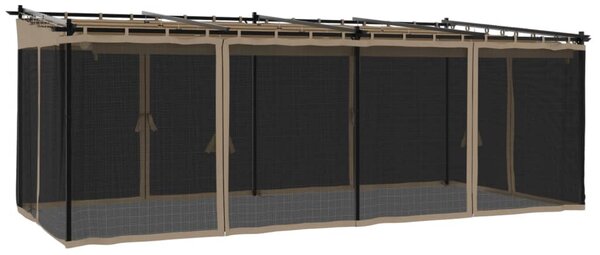 Sjenica s mrežastim smeđesiva 6 x 3 m krem čelična - Tupe / 6 x 3 m