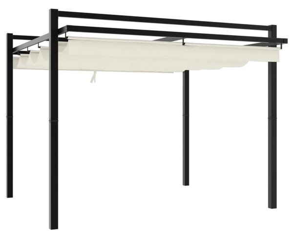 Vrtna sjenica s pomičnim krovom 3 x 3 m krem aluminijska - Krema / N/A
