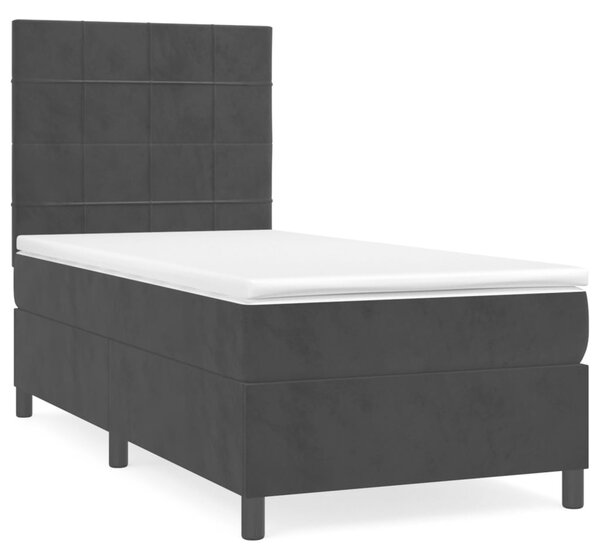 Box spring krevet s madracem crni 90x190 cm baršunasti - Crna / 90 x 190 cm