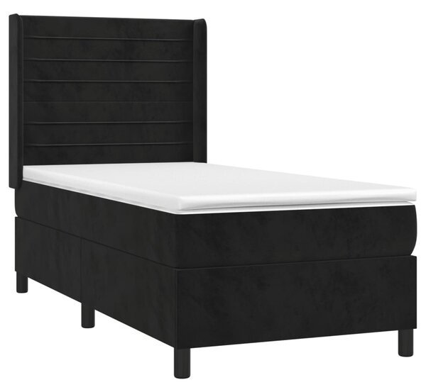 Box spring krevet s madracem crni 90x190 cm baršunasti - Crna / 90 x 190 cm
