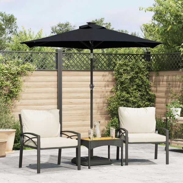 Vrtni suncobran s čeličnom šipkom crni 225 x 225 x 212 cm - Crna / N/A