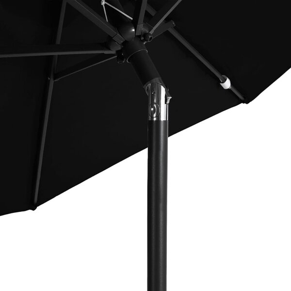 Vrtni suncobran s čeličnom šipkom crni 225 x 225 x 212 cm - Crna / N/A