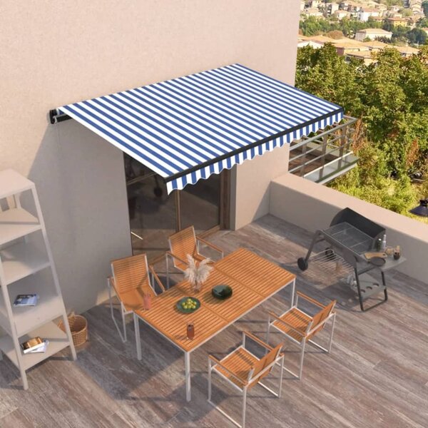 Tenda na ručno uvlačenje 400 x 350 cm plavo-bijela - Plava / 400 x 350 cm
