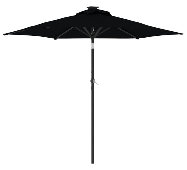 Vrtni suncobran s čeličnom šipkom crni 225 x 225 x 212 cm - Crna / N/A