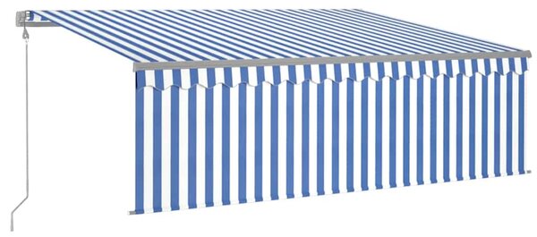 Automatska tenda s roletom i senzorom LED 4 x 3 m plavo-bijela - Plava / 4 x 3 m