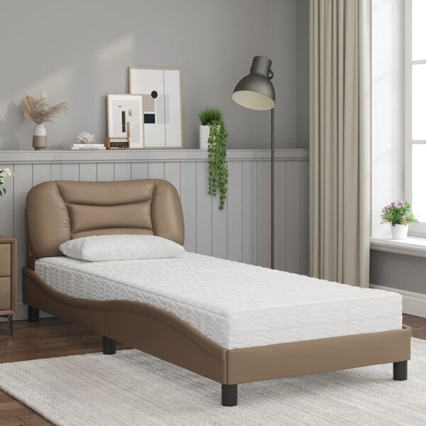 Krevet s madracem Hvar cappuccino boje 80 x 200 cm od umjetne kože - Smeđa / 80 x 200 cm