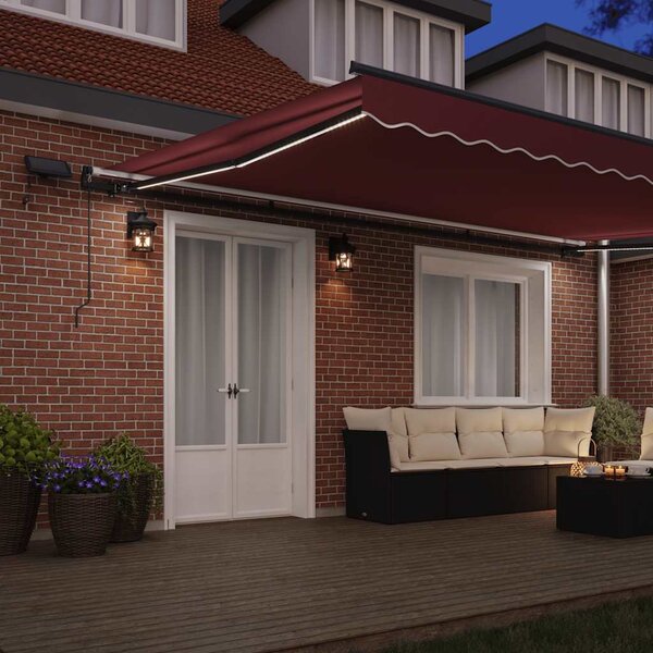 Tenda na ručno uvlačenje s LED svjetlima bordo 500 x 300 cm - Bordo / 500 x 300 cm