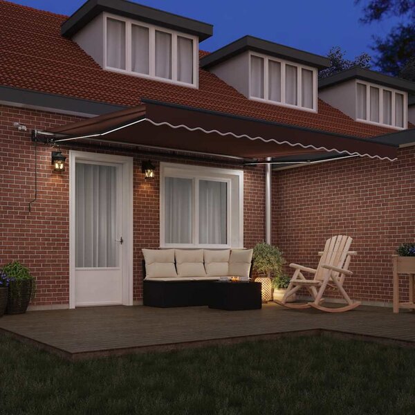 Tenda na automatsko uvlačenje s LED smeđa 400 x 300 cm - Smeđa / 400 x 300 cm
