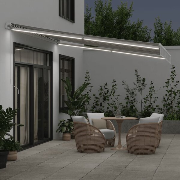 Tenda na ručno uvlačenje s LED antracit i bijela 400 x 350 cm - Antracitno siva / 400 x 350 cm