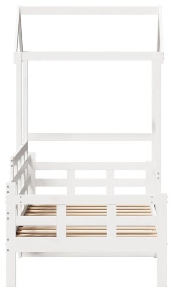 Dnevni krevet s krovom bez madraca bijeli 80x200cm masivno drvo - Bijela / 80 x 200 cm