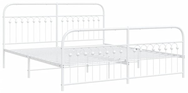Metalni okvir kreveta uzglavlje i podnožje bijeli 183x203 cm - Bijela / 183 x 203 cm