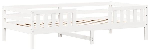 Set kreveta i klupe s krovom bijeli 75x190 cm puno drvo bor - Bijela / 75 x 190 cm