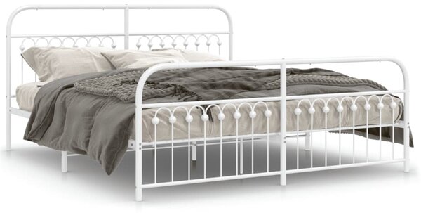 Metalni okvir kreveta uzglavlje i podnožje bijeli 183x203 cm - Bijela / 183 x 203 cm