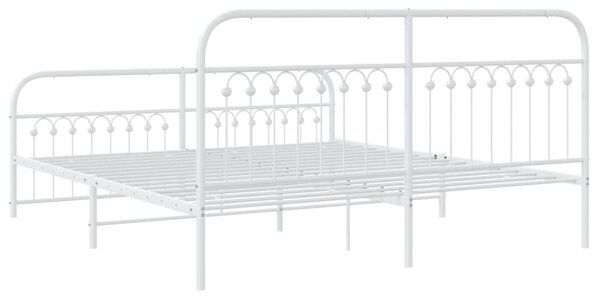 Metalni okvir kreveta uzglavlje i podnožje bijeli 183x203 cm - Bijela / 183 x 203 cm