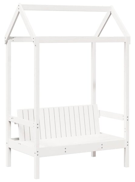 Set kreveta i klupe s krovom bijeli 75x190 cm puno drvo bor - Bijela / 75 x 190 cm