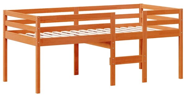 Visoki krevet s krovom voštano smeđi 75x190 cm masivna borovina - Smeđa / 75 x 190 cm