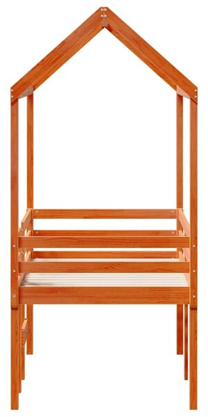Visoki krevet s krovom voštano smeđi 75x190 cm masivna borovina - Smeđa / 75 x 190 cm