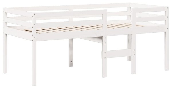 Visoki krevet s krovom bijeli 90 x 200 cm od masivne borovine - Bijela / 90 x 200 cm