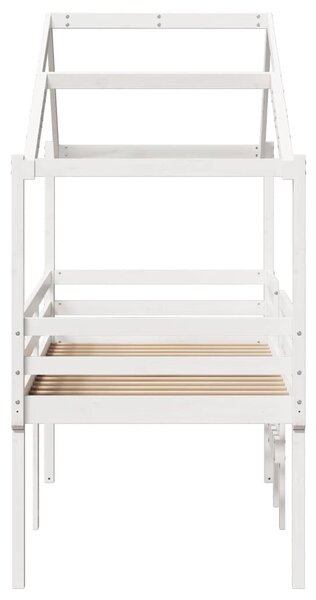 Visoki krevet s krovom bijeli 90 x 200 cm od masivne borovine - Bijela / 90 x 200 cm