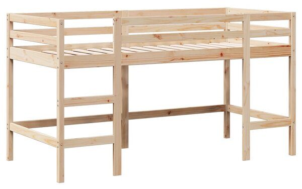 Krevet na kat s ljestvama i krovom 80x200 cm od borovine - Smeđa / 80 x 200 cm