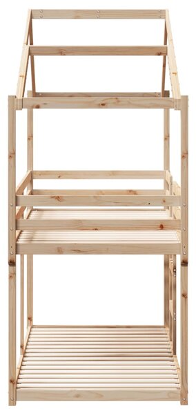 Krevet na kat s krovom 90 x 190 cm od masivne borovine - Smeđa / 90 x 190 cm