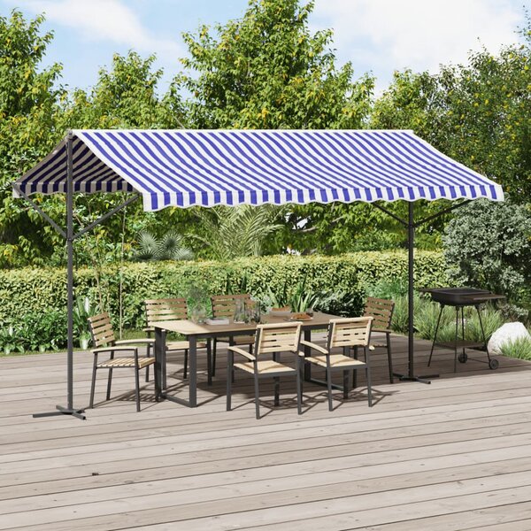 Samostojeća tenda plavo-bijela 400 x 300 cm od tkanine i čelika - Plava / 4 x 3 m