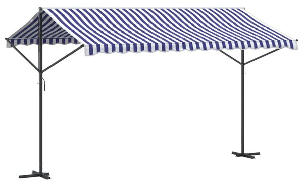 Samostojeća tenda plavo-bijela 400 x 300 cm od tkanine i čelika - Plava / 4 x 3 m