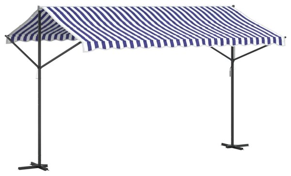 Samostojeća tenda plavo-bijela 400 x 300 cm od tkanine i čelika - Plava / 4 x 3 m