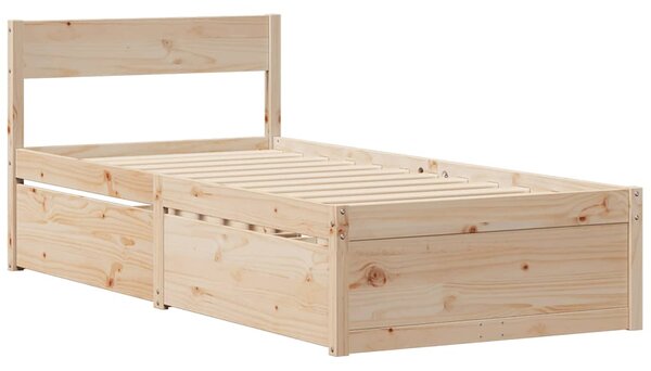 Krevet s ladicama i madracem 90 x 200 cm od borovine - Smeđa / 90 x 200 cm