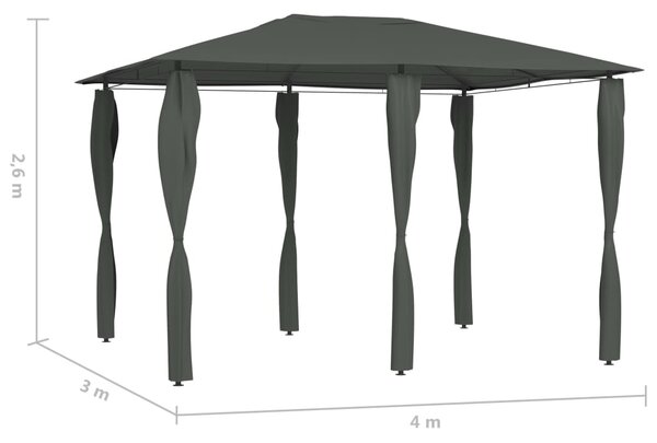 Sjenica s navlakama za stupove 3 x 4 x 2,6 m antracit 160 g/m² - Antracitno siva / 3 x 4 x 2.6 m