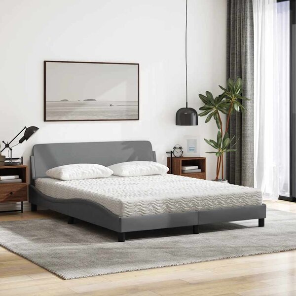 Krevet s madracem Dover svjetlosiva 160x200 cm tkanina - Siva / 160 x 200 cm