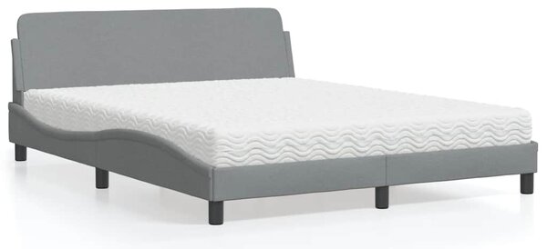 Krevet s madracem Dover svjetlosiva 160x200 cm tkanina - Siva / 160 x 200 cm
