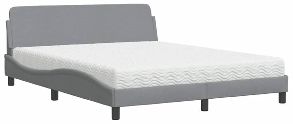Krevet s madracem Dover svjetlosiva 160x200 cm tkanina - Siva / 160 x 200 cm